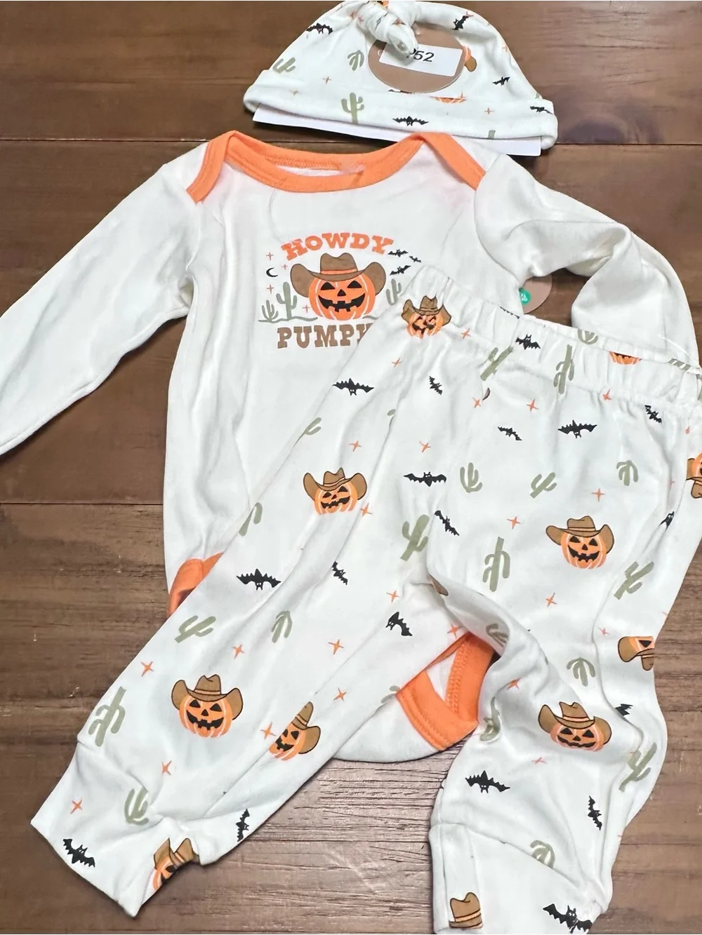 Chick Pea Baby 3-Piece “Howdy Pumpkin” Halloween Outfit Set 3-6 Months NWT